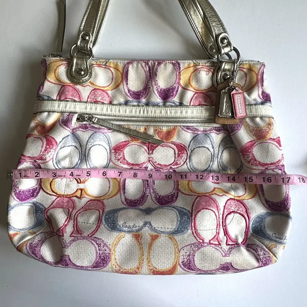 Coach Poppy Dream Glam Tote Multicolor Signature C Shoulder Bag Purse 19023